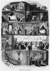 Sección de un edificio parisino, ilustración de 